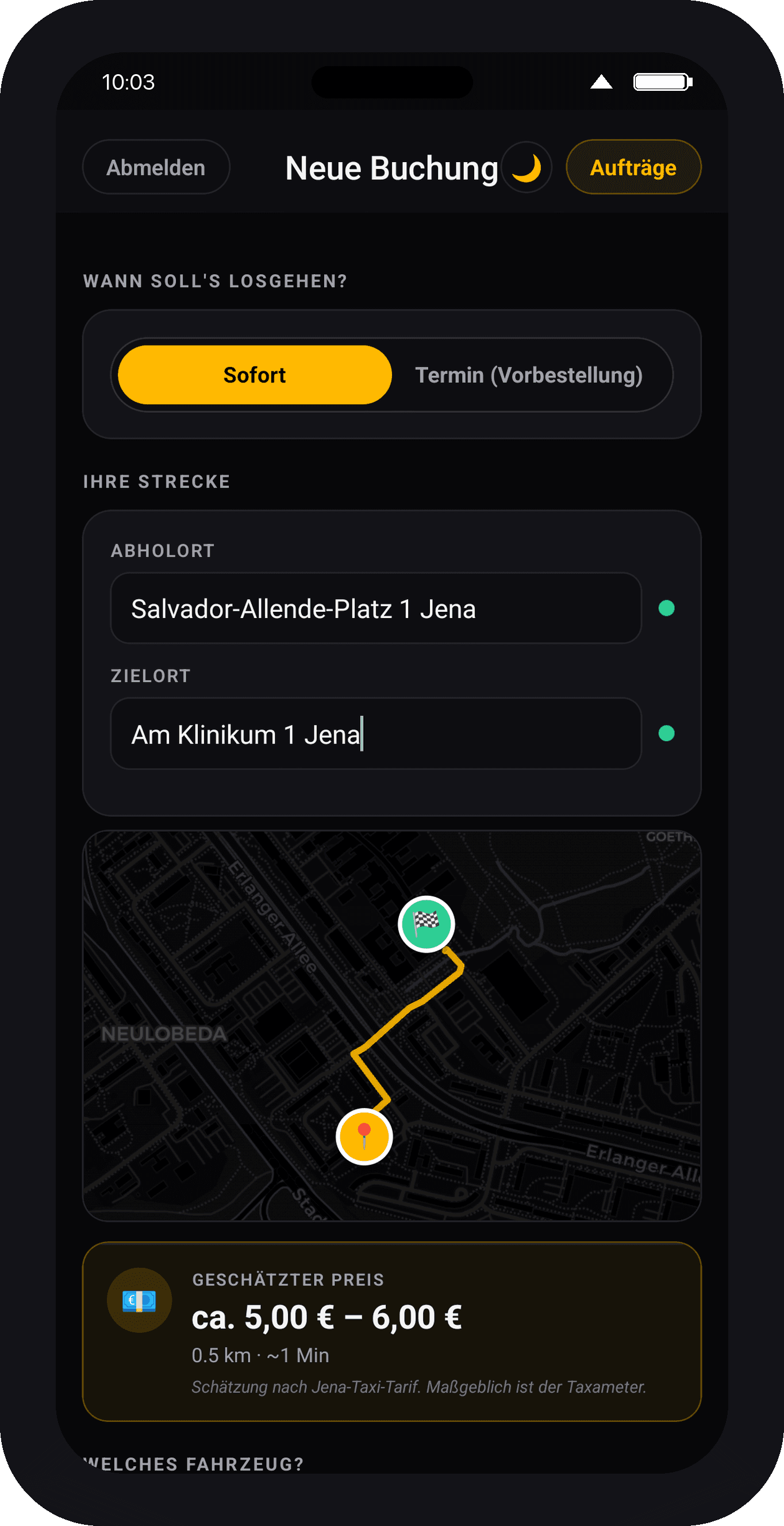 Flughafentransfer Osnabrück App auf iPhone
