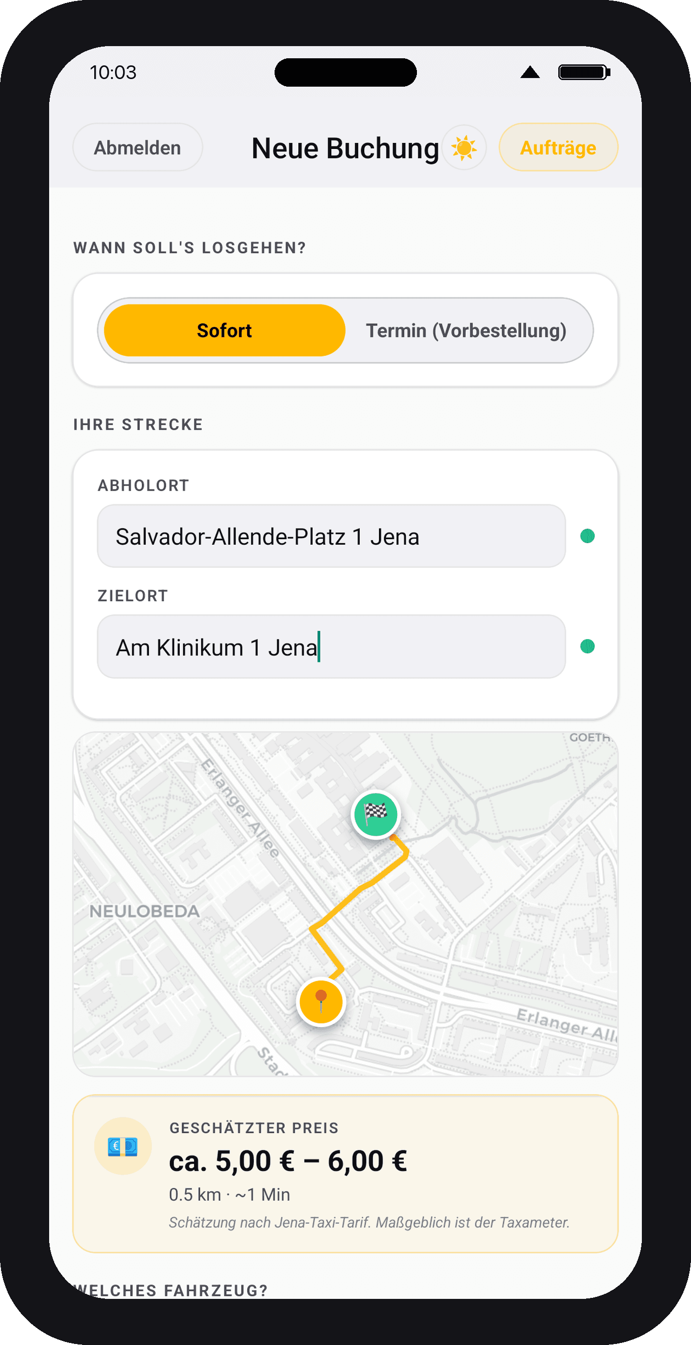 Flughafentransfer Osnabrück App auf iPhone